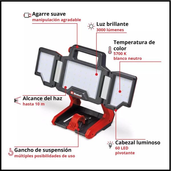 Reflector LED Inalámbrico - 3000 lúmenes - No incluye Batería ni Cargador - TP-CL 18/3000 Li - Solo - Einhell
