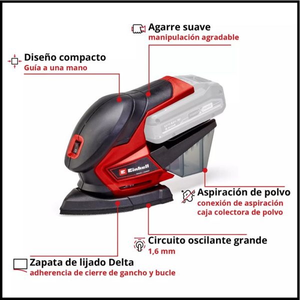 Lijadora Orbital Triangular Inalambrica - No incluye Bateria ni Cargador - TE-OS 18/150 LI-SOLO - Einhell