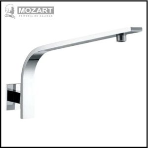 Brazo Curvo Cuadrado para Ducha Lluvia con Roseta - 42 cm. - Acero Inoxidable - Mozart