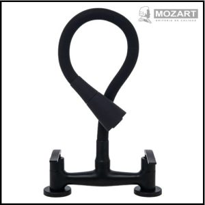 Mezcladora para Cocina Mesada - Pico Cono Flexible - Negro - Línea Seúl - Mozart