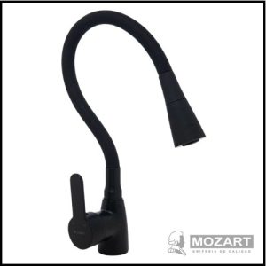 Monocomando para Cocina Mesada - Pico Cono Flexible - Negro - Línea Seúl - Mozart