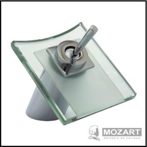 Monocomando para Lavatorio con Plato de Vidrio Cuadrado Bajo - Línea Cascada - Mozart