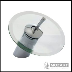 Monocomando para Lavatorio con Plato de Vidrio Redondo Bajo - Línea Cascada - Mozart
