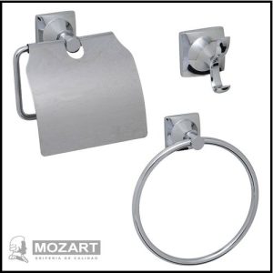 Set de Baño 3 Piezas - Toallero Aro, Percha y Portarrollo - Línea Niza - Mozart