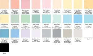 Carta de Colores de Esmalte Sintético Satinado Dórico Alcántara