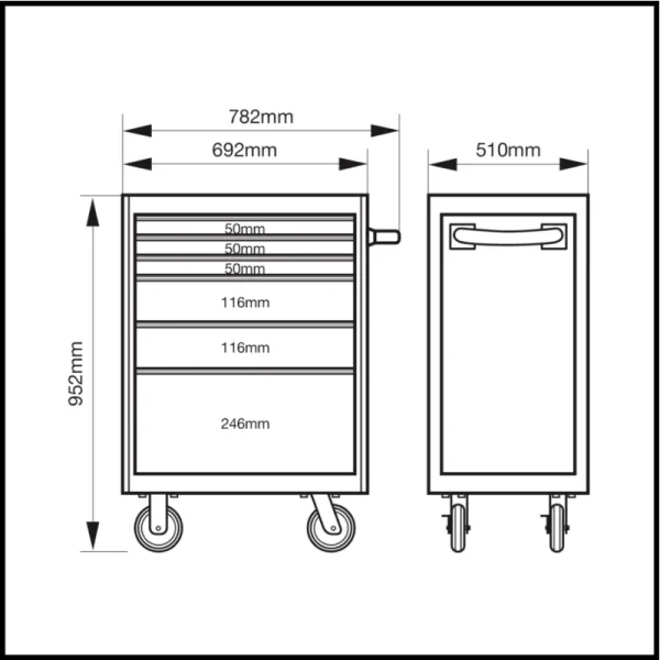 Carro de Herramientas Bahco con 6 Cajones - Serie E72 Storage HUB - 26"
